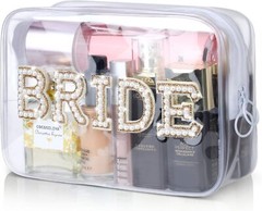 Etercycle Bride Clear Makeup Bag, Bridal Shower Gifts Engagement Gold