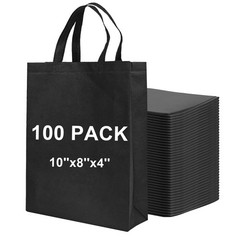 100 Pcs Non Woven Bags Bulk,10x8x4 Inch Reusable Tote Bag with Handles, Porta…
