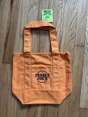 Trader Joe’s Crew Orange Black Mini Canvas Tote Bag Halloween Fall Autumn Cotton