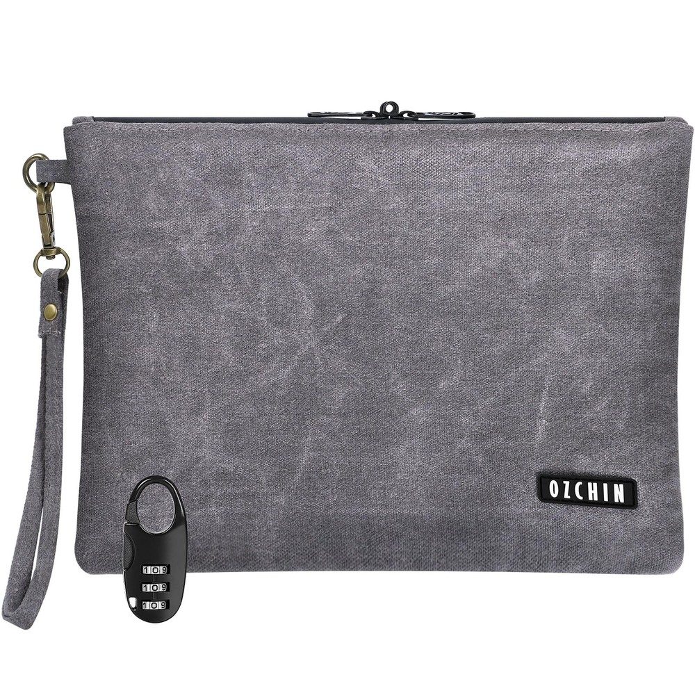 OZCHIN Smell Proof Bag Travel Storage Case 11 x 8 inches, Retro Grey