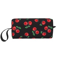 JKJOJIA Red Cherry Black Makeup Bag Organizer One Size,