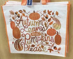 Autumn Leaves And Pumpkins Please 🎃 Reusable Shopping Bag Tote Marshalls NWT
