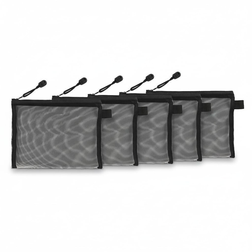 5 Pack Small Black Mesh Zipper Pouch Bags for Purse, 5″ x 4″ Portable