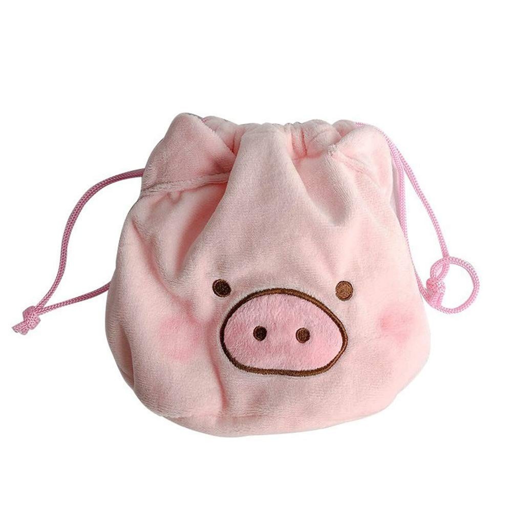 AKOAK 1 Pack Cute Fluffy Piglet Makeup Bag, 23 x 17cm / 9 x 6.7inch, Pink