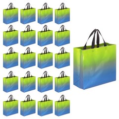 24Pcs Reusable Gift Bags with Handles 10.6 x 13 Inch Gradient Blue Green