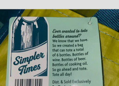 NWT Trader Joes Reusable Shopping Bag 6 Wine, Beverage Bottle Tote FREE Shipping