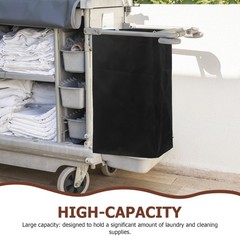 Replacement Cleaning Cart Bag Black Oxford Cloth With Reinforced Metal