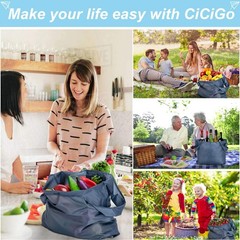 Large Reusable Bags Shopping Washable Foldable 6 Pack Large, Gray