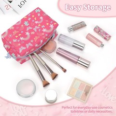 onemoky Small Makeup Bag for Girls, Cute Travel Rose Red