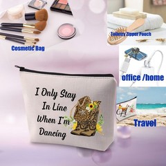 PXTIDY Line Dancing Cosmetic Bag Dance Gifts Country ONE SIDE, beige