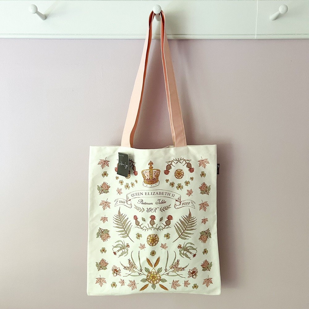 Queen Elizabeth II Platinum Jubilee 2022 Canvas Tote Bag by Victoria Eggs NWT UK