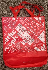 Lot of 2 Lululemon Large Reusable Shopping Tote Bags Red/Black Manifesto Print