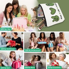 NUMJAW Pickles Small Makeup Bag,Pickle Gifts for Pickle Lovers,Peace white
