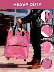 Large Rolling Grocery Bag, 36-Gallon Tote with 5 Wheels, 110 Lbs Capacity, Dual