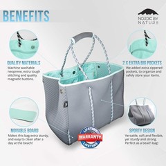 Large Designer Neoprene Beach Bag Tote For Women & Men | Versatile Pool Bag W…