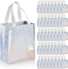40 Pack 10 X 8 Inch Glossy Reusable Grocery Bags, Non-Woven Tote Shopping Bags w