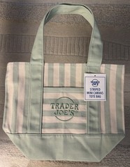 Trader Joes GREEN Striped Mini Canvas Tote Bag Rare NWT 2026 Free Gift Fast Ship