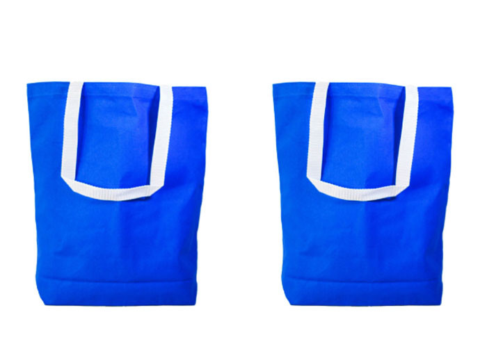 Qty 2 Strong Reusable Grocery Shopping Bag Blue Reinforced Cotton Large Medium