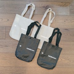 Lululemon Small Lot of 4 Reusable Shopping Tote Bags Tan Beige Green White NEW