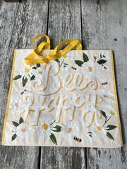 Bee HAPPY Large Reusable Shopping Bag TJ Maxx Eco Friendly Tote Bag Bee 🐝