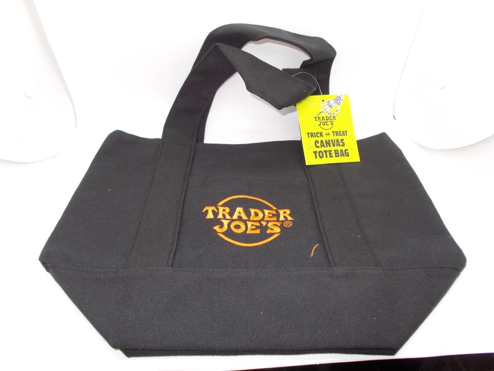 Trader Joes Mini Canvas Tote in Halloween Black NEW