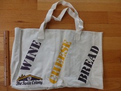 Vintage Swiss Colony Canvas Tote Bag Bread Cheese Wine 3 Compartments 20 x 13″