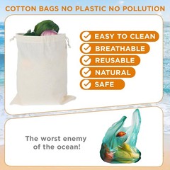 MAQUITA 12-Pack 10” x 12” Reusable Produce Bags, Muslin 10 x 12 inches, Beige