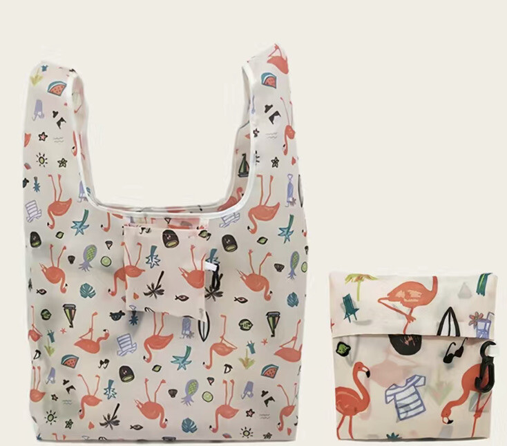5 x New Foldable Shopping Nylon Reusable Grocery Tote Bag