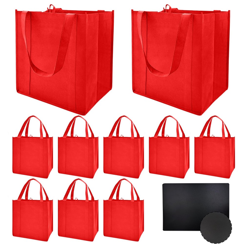 10 Pack Reusable Reinforced Handle Grocery Bags-Each with Thickened Bottom Bo…