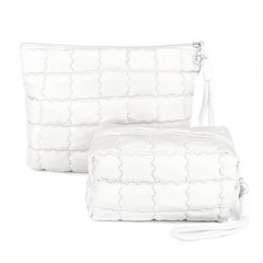 Richeart Makeup Bag Travel Toiletry – Checkered Large – 2 Pack, White