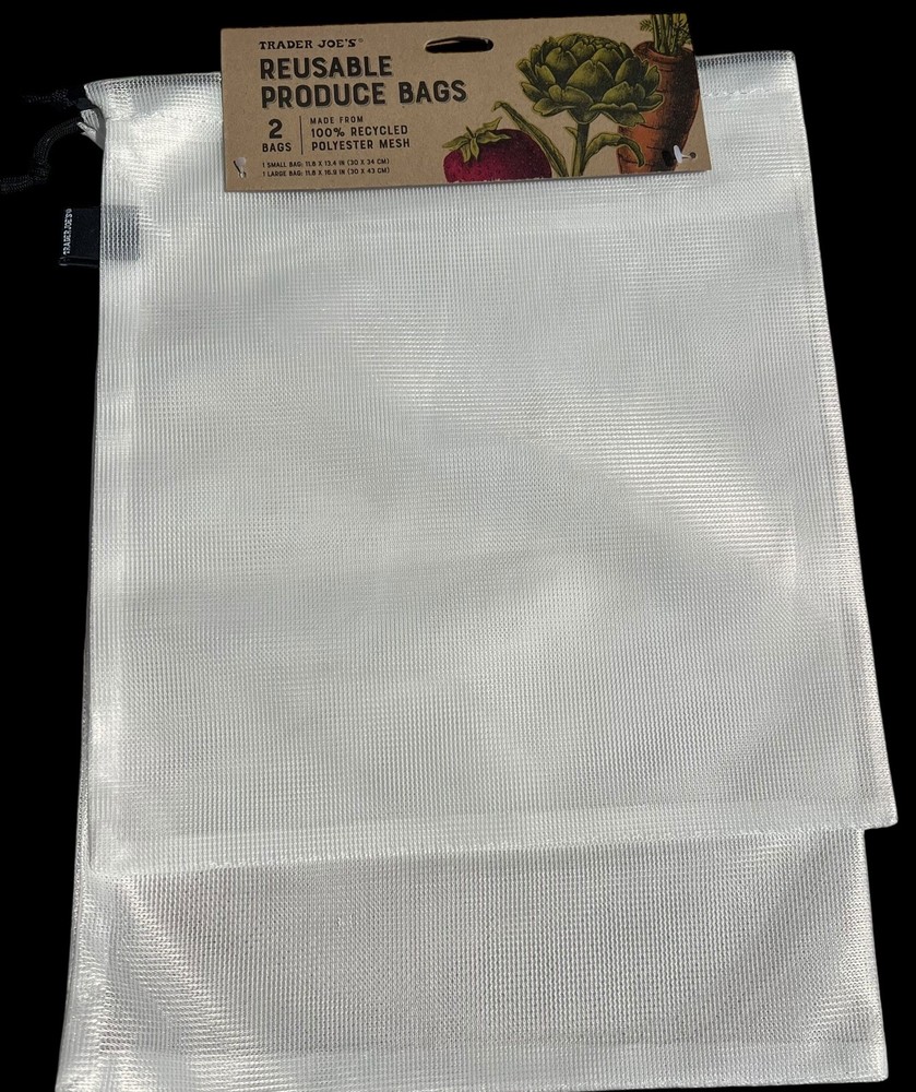 Trader Joe’s Environment-Friendly Reusable Mesh Produce Bags – 2 Sizes NWT