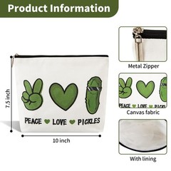 NUMJAW Pickles Small Makeup Bag,Pickle Gifts for Pickle Lovers,Peace white