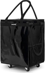 Wheeled Grocery Tote Medium Black Foldable 4 Wheels
