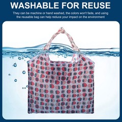 Reusable Grocery Bags, 1Pcs Printed Washable Shopping Totes (Strawberry)