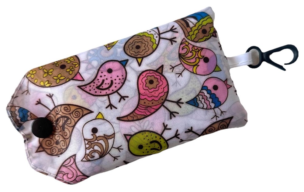 Foldable Reusable Shopping Tote Bag Bird Print Portable Grocery Bag Pouch