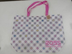 ROSS Dress For Less Reusable Shopping Bag Large Tote Gingham Heart Love Design