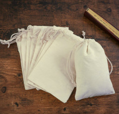 5×7 Inches Organic Cotton Double Drawstring Reusable Muslin Bags. Pack of 10.