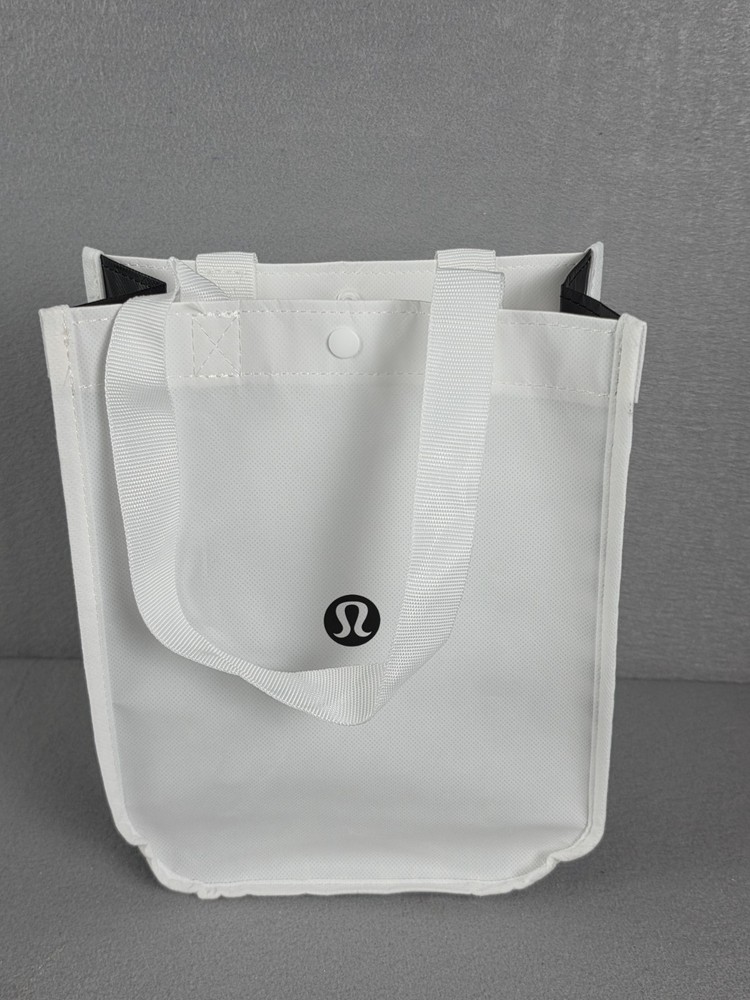 Lululemon Reusable Shopping Button Tote Bag Medium White Black FAST SHIPPING