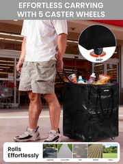 WORKPRO 36-Gallon Large Rolling Grocery Bag Tote 5 Wheels Dual Carry Storage Bag