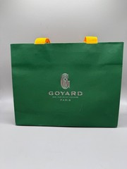 AUTHENTIC GOYARD PARIS SMALL PAPER SHOPPING GIFT BAG GREEN YELLOW HANDLES