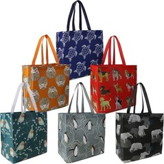 Portable Foldable Animal Print Shopping Bags – Set of 6, Perfect for Groceries