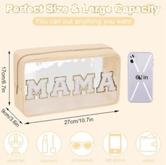 TBOLINE Nylon Preppy Makeup Bag Chenille Letter Cosmetic Stuff Pouch “MAMA”