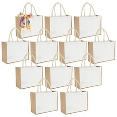 12 Pack Large Burlap Tote Bags with Handles Bridesmaid Wedding Favors Women G…