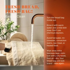 2 Pack Reusable Beeswax Bread Bags for Homemade Bread,Bread X-Large, White