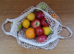 Cotton String Net Shopping Grocery Bag – Short & Long Handles – Natural Colour