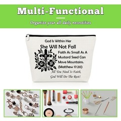 Religious Gifts for Women Christian Makeup Bag Off White