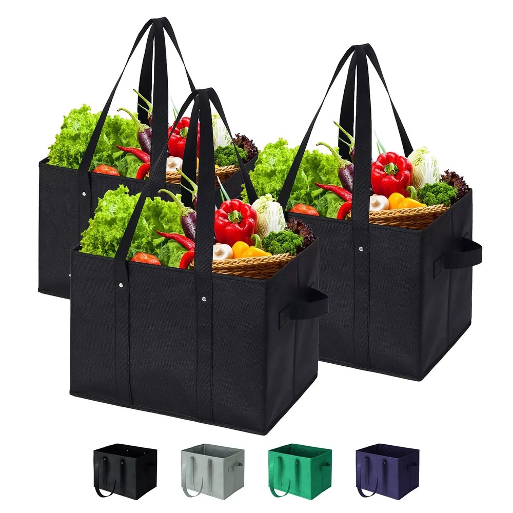 Reusable Kitchen Grocery Standing Up Bags Heavy Duty Folding Shopping Tote Ba…