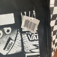 VANS Foldable Reusable Shopping Bag Black White Checked Plastic Large