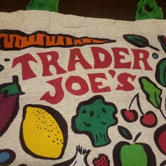 TRADER JOES Colorful Fruit Vegetable Reusable Shopping Bag Canvas Cloth Tote