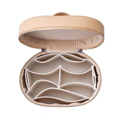 Lestikave Makeup Bag Vanity Case with Divider and Handle, Aesthetic 04Khaki
